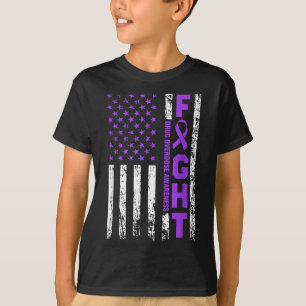 Überdosierung Lila Ribbon-amerikanisches Flag-Medi T-Shirt