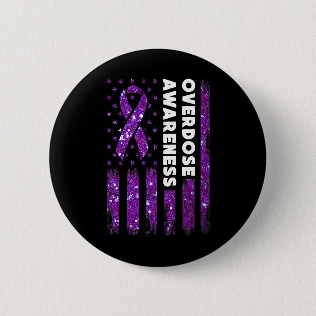 Überdosierung: Warnflagge Pruple Ribbon-Abhängigke Button (Vorderseite)