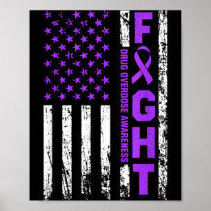 Überdosis-Bewusstsein Lila Band USA-Flagge Drogen Poster
