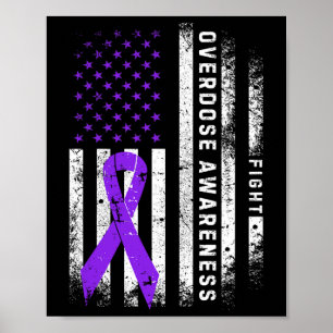 Überdosis-Bewusstsein Lila Band USA-Flagge Drogena Poster