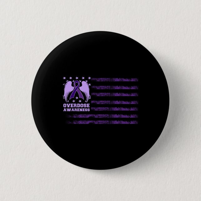 Überdosis-Bewusstseins-Schleifen-Flagge 1  Button (Vorderseite)