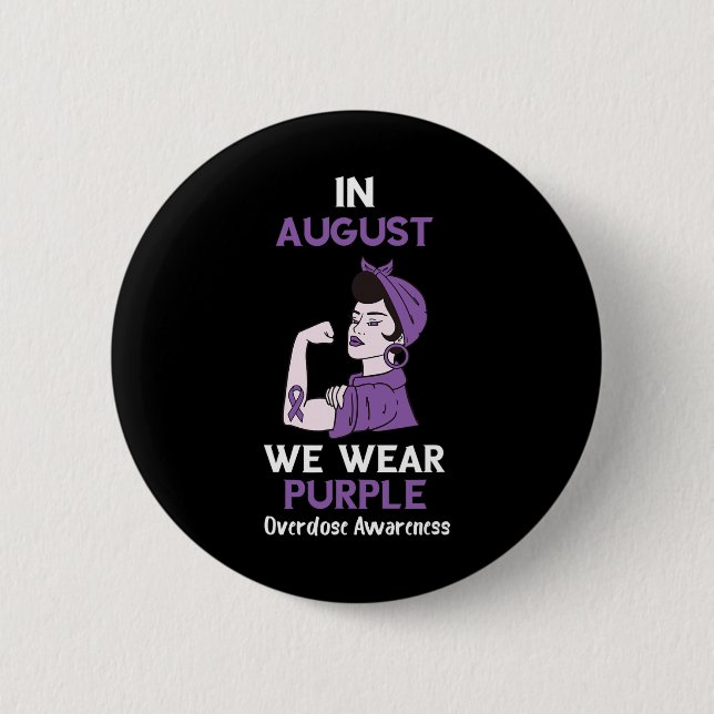 Überdosis-Bewusstseinsmonat im August Lila Band O Button (Vorderseite)