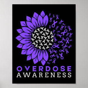 Überdosis-Bewusstseinsmonat Sonnenblumenband Lila Poster