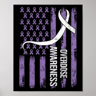 Überdosis-Bewusstseinsmonats-Flagge Lila Für Männe Poster