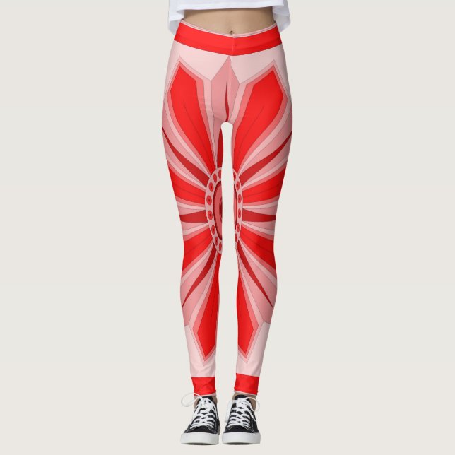 Überdrucke Leggings mit roter Kunst (Vorderseite)