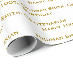 Überdrucke Wiederholen von Text - Gold/Weiß Geschenkpapier