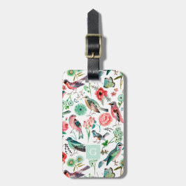 Überdrucken von Vögeln mit Monogramm Gepäckanhänger