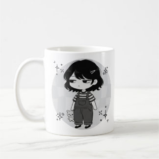 Überdrüssige, ästhetische Chibi-Mädchen-Illustrati Kaffeetasse