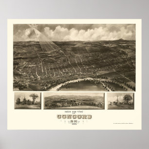 Übereinstimmung, panoramische Karte NH - 1899 Poster