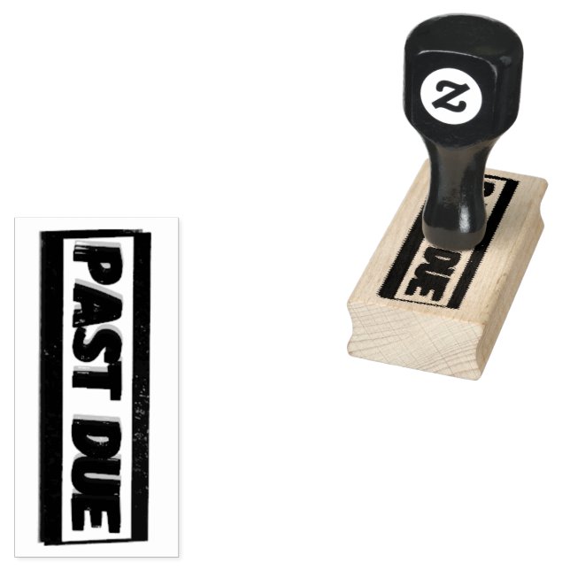 "ÜBERFÄLLIG" Holzstempel mit Gummidruckplatte Gummistempel (Stempel)