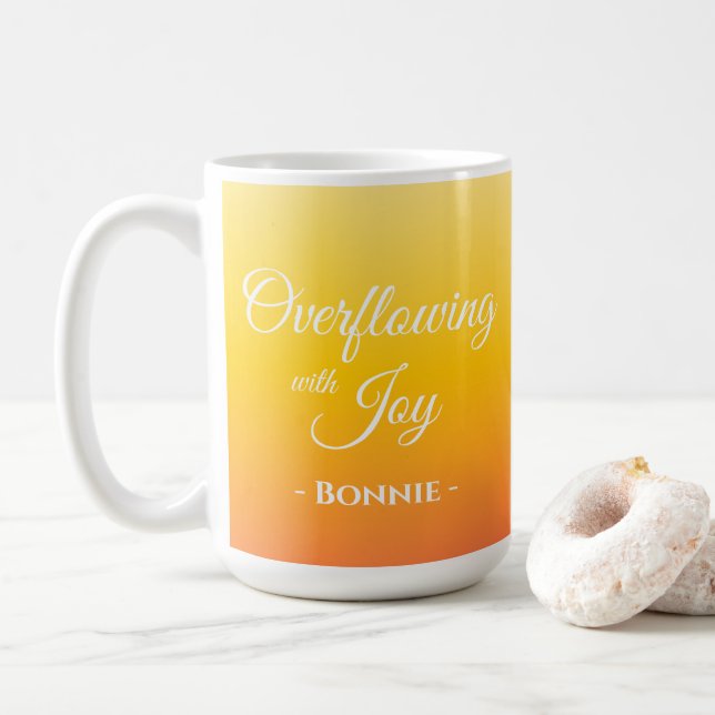 Überfließend mit Freude Personalisiert Christlich Kaffeetasse (Mit Donut)