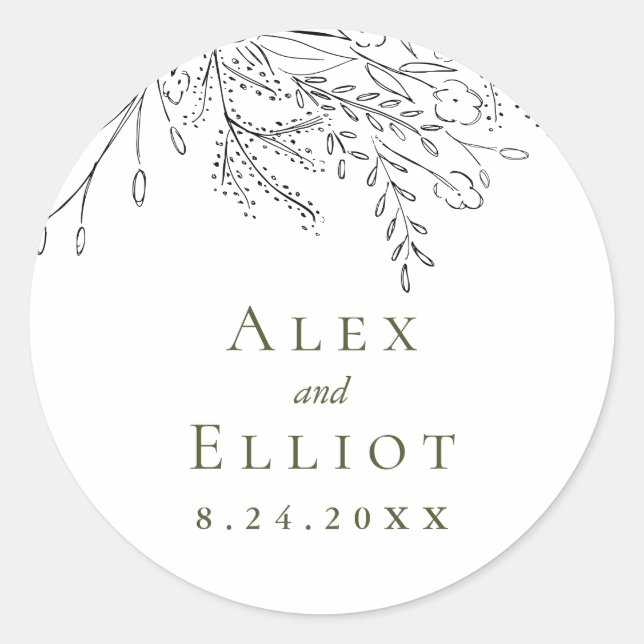 Überfließende Bouquet Wedding Runder Aufkleber (Vorderseite)