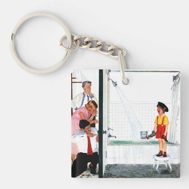 Überfließende Wanne Schlüsselanhänger (Vorderseite)