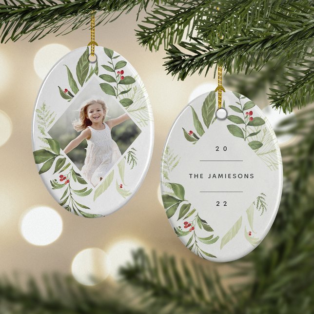 Überfluss botanisch | Elegantes geometrisches Foto Keramik Ornament (Von Creator hochgeladen)