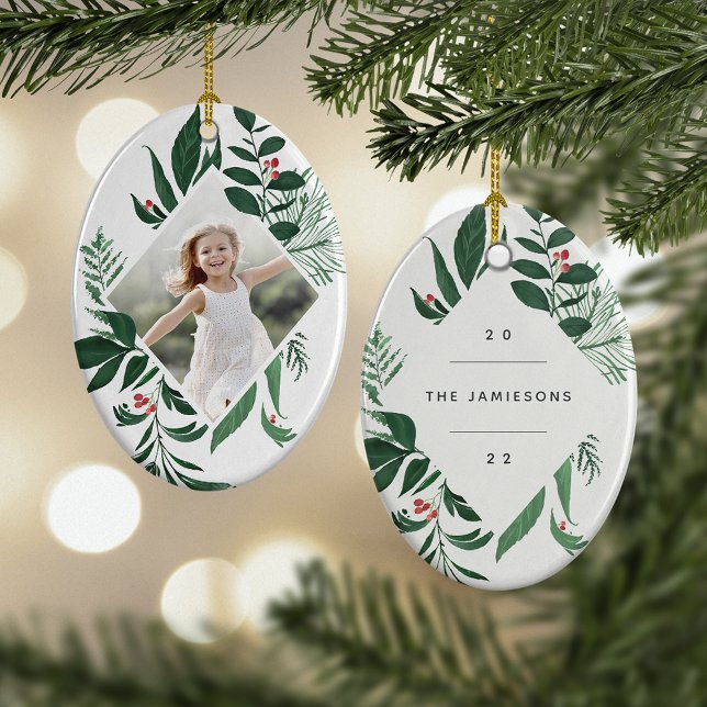 Überfluss botanisch | Elegantes geometrisches Foto Keramik Ornament (Von Creator hochgeladen)