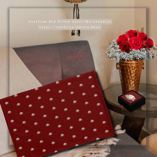 ÜBERFLUSS Rote Pillowcases - Adiela Akoo Kissenbezug (Overflow Red Pillow Cases by Poet Adiela Akoo. Add matching blanket, lamp & jewelry box. GET IT NOW!)