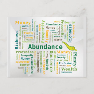 Überfluss Word Cloud Green Yellow Farben Postkarte