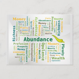 Überfluss Word Cloud Green Yellow Farben Postkarte