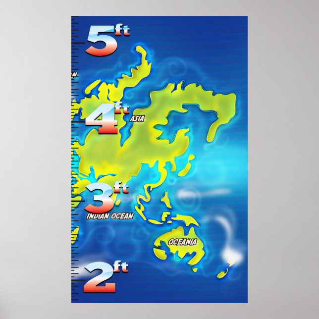 Überflutete Earth Map Growth Chart Poster (Vorne)
