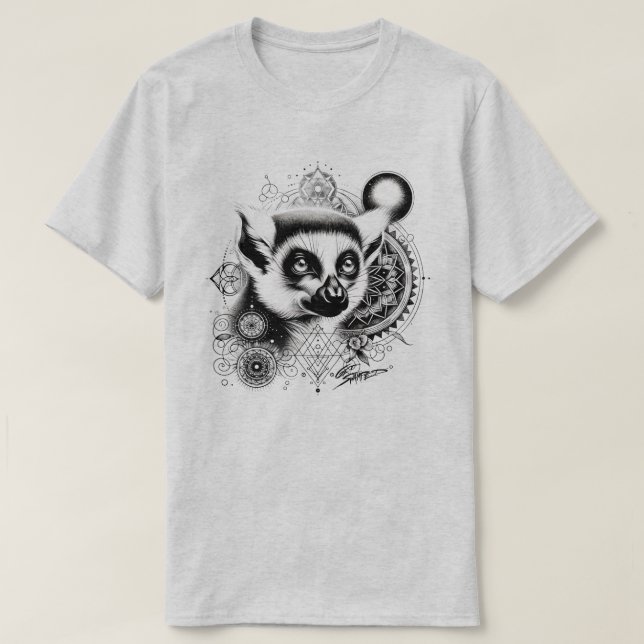 Überfluteter Lemur Heilige Geometrie T-Shirt (Design vorne)
