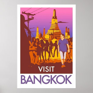 Überfüllte Straßen von Bangkok, Mädchen, Tourismus Poster