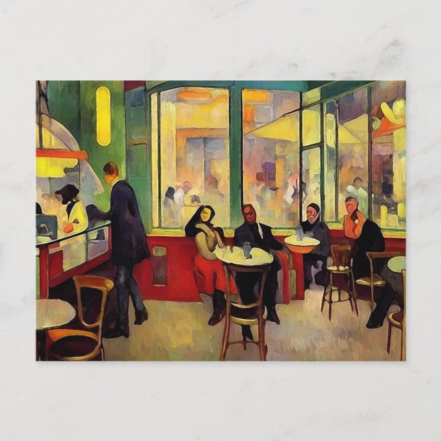 Überfülltes Café in Paris Postkarte (Vorderseite)
