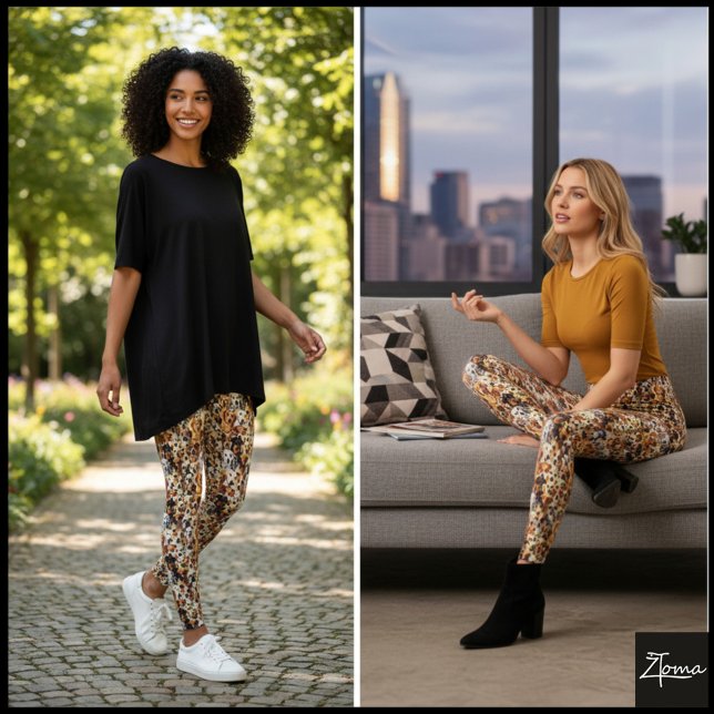 Überfülltes Realistisches Hundgesicht-Rasse-Muster Leggings (Von Creator hochgeladen)