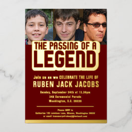 Übergabe der Legende Beerdigung dunkelrote Gedenkf Folieneinladung