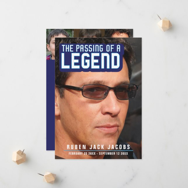 Übergabe einer Legende Beerdigung Foto blauer Gede Ankündigung (Vorderseite/Rückseite Beispiel)