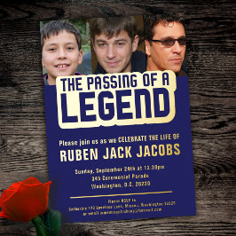 Übergabe einer Legende Beerdigung Foto blauer Gede Folieneinladung