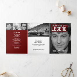 Übergabe einer Legende Beerdigungsdienst rot 12 Fo Dreifach-gefaltete Programmkarte