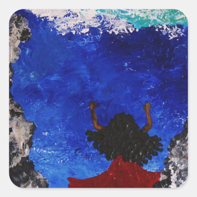 ‚Übergabe‘ Quadratischer Aufkleber (Vorderseite)