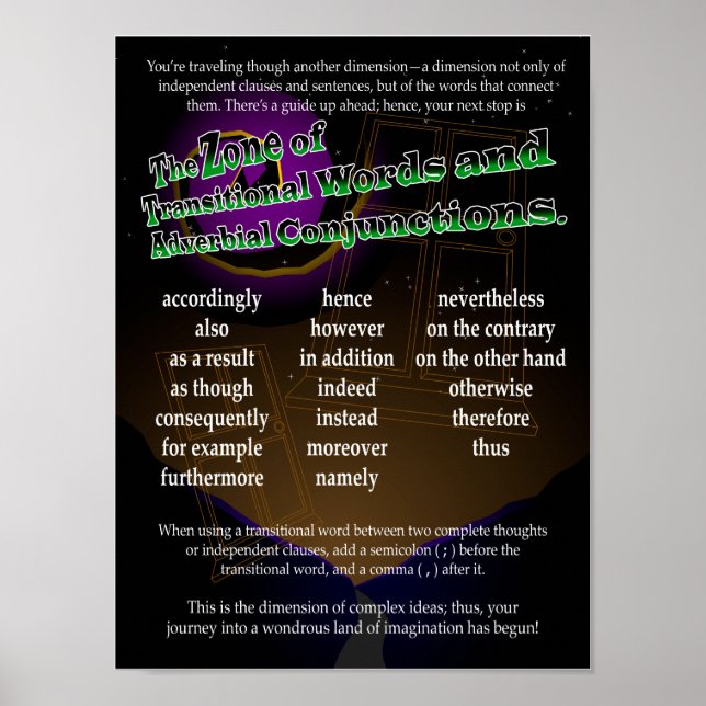 Übergangs- und Adverbialkonjunktionen Poster (Vorne)