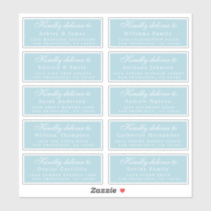 Übergeben an Script Wedding Guest Address Blue Aufkleber
