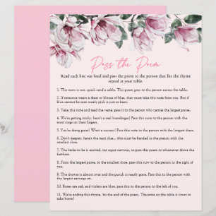 Übergeben Sie das Gedicht Rosa Brautparty Game