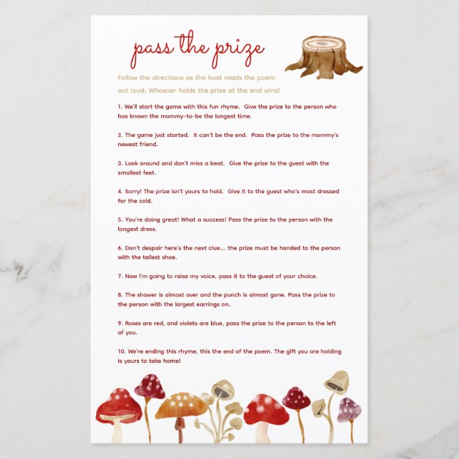 Übergeben Sie das preisgekrönte Baby-Duschspiel Wo (Vorderseite)