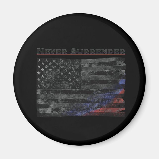 Übergeben Sie nie die schwarze amerikanische Flagg Magnet (Vorne)