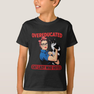 Übergebildete Katze Lady, die für den Präsidenten T-Shirt