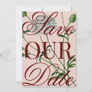 Übergroße Vintage-Blumen-Save-the-Date-Karte Einladung