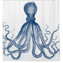 Übergröße Vintage-Oktopus Blau Erfrischen Sie sich