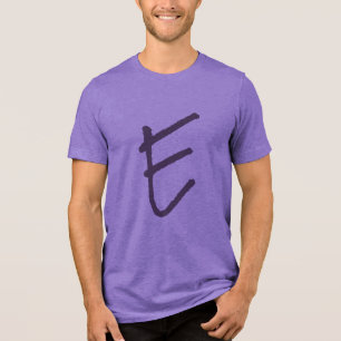 Übergroßes "E" Lila T-Shirt Tri-Blend Shirt
