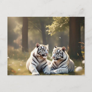 Überirdische Weiße Tiger – Waldpostkarte Postkarte