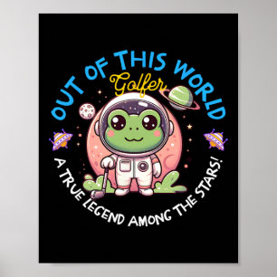Überirdischer Golfer Frosch Astronaut Kröte Golfi Poster