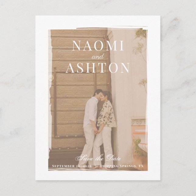 überlagerte Hochzeit speichern das Datum Postkarte (Vorderseite)