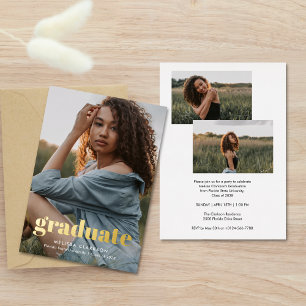 Überlagerung Fett Gold-Typografie Fotos Abschluss Folieneinladung