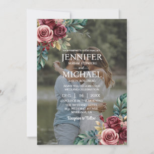Überlagerung Porträt Bild Foto QR Rosen Hochzeit Einladung