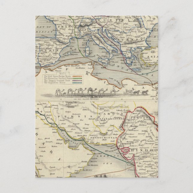 Überlandroute nach Indien Postkarte (Vorderseite)