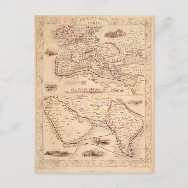 Überlandroute nach Indien Postkarte (Vorderseite)
