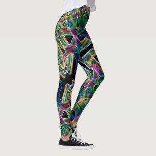 Überlappen bandähnliche Kurven, neonfarbiges Relie Leggings