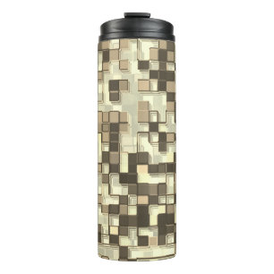 Überlappen kleiner Quadrate in Braunbeige Thermosbecher